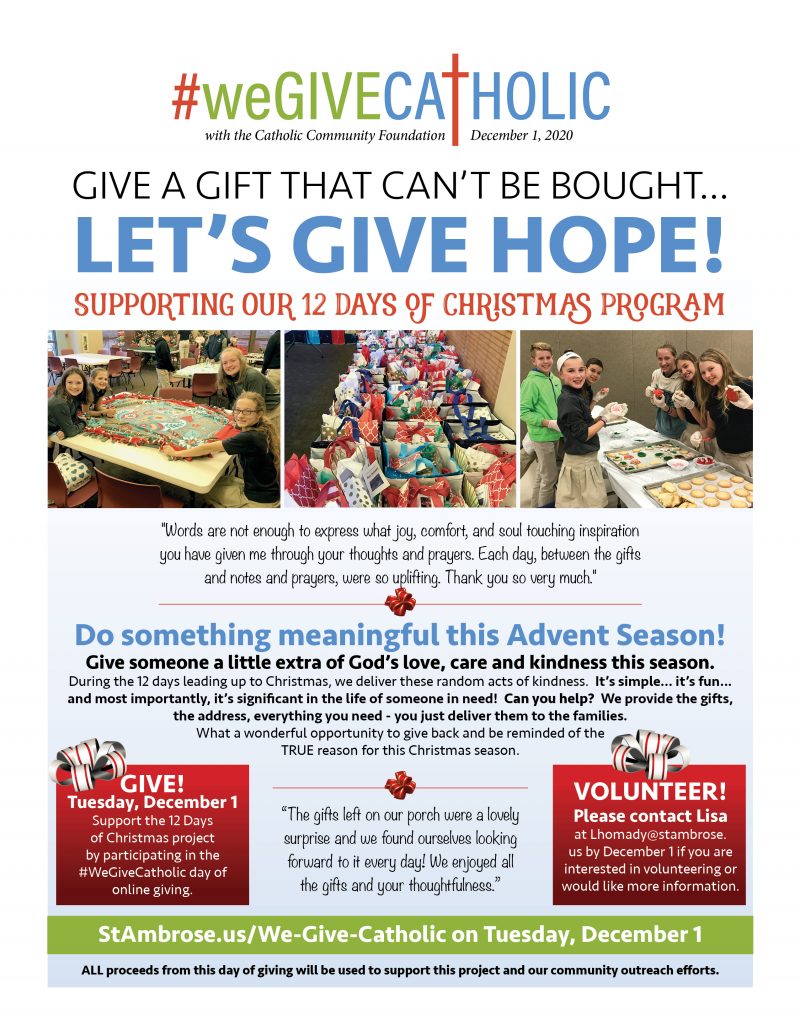 SA20 We Give Catholic Flyer Saint Ambrose Catholic Parish