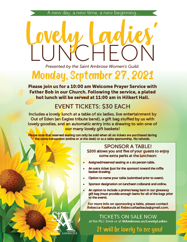 2021 Lovely Ladies' Luncheon - Saint Ambrose Catholic Parish