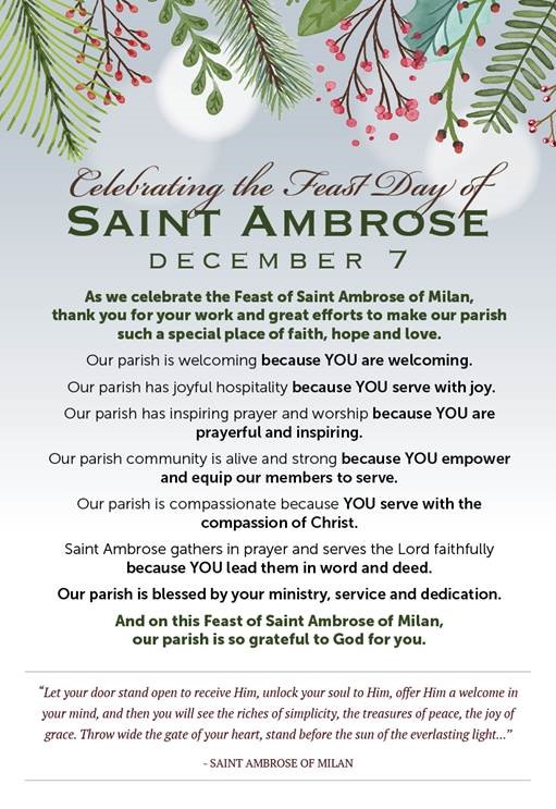 Feast Day - Saint Ambrose Catholic Parish